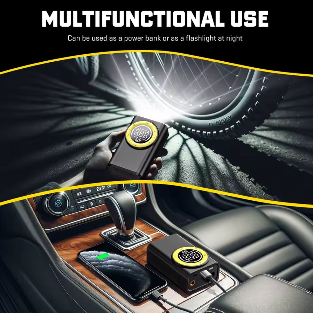 Бездротовий автомобільний компресор Carsun T2198 з функцією ліхтарика та зовнішнього акумулятора, фото №14 Бездротовий автомобільний компресор Carsun T2198 з функцією ліхтарика та зовнішнього акумулятора, фото №14