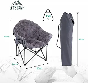 Раскладное кресло для кемпинга LET'S CAMP Moonchair / до 160 кг / Серый цена на synthetic.ua - Фото 1 Раскладное кресло для кемпинга LET'S CAMP Moonchair / до 160 кг / Серый synthetic.ua - Фото 1