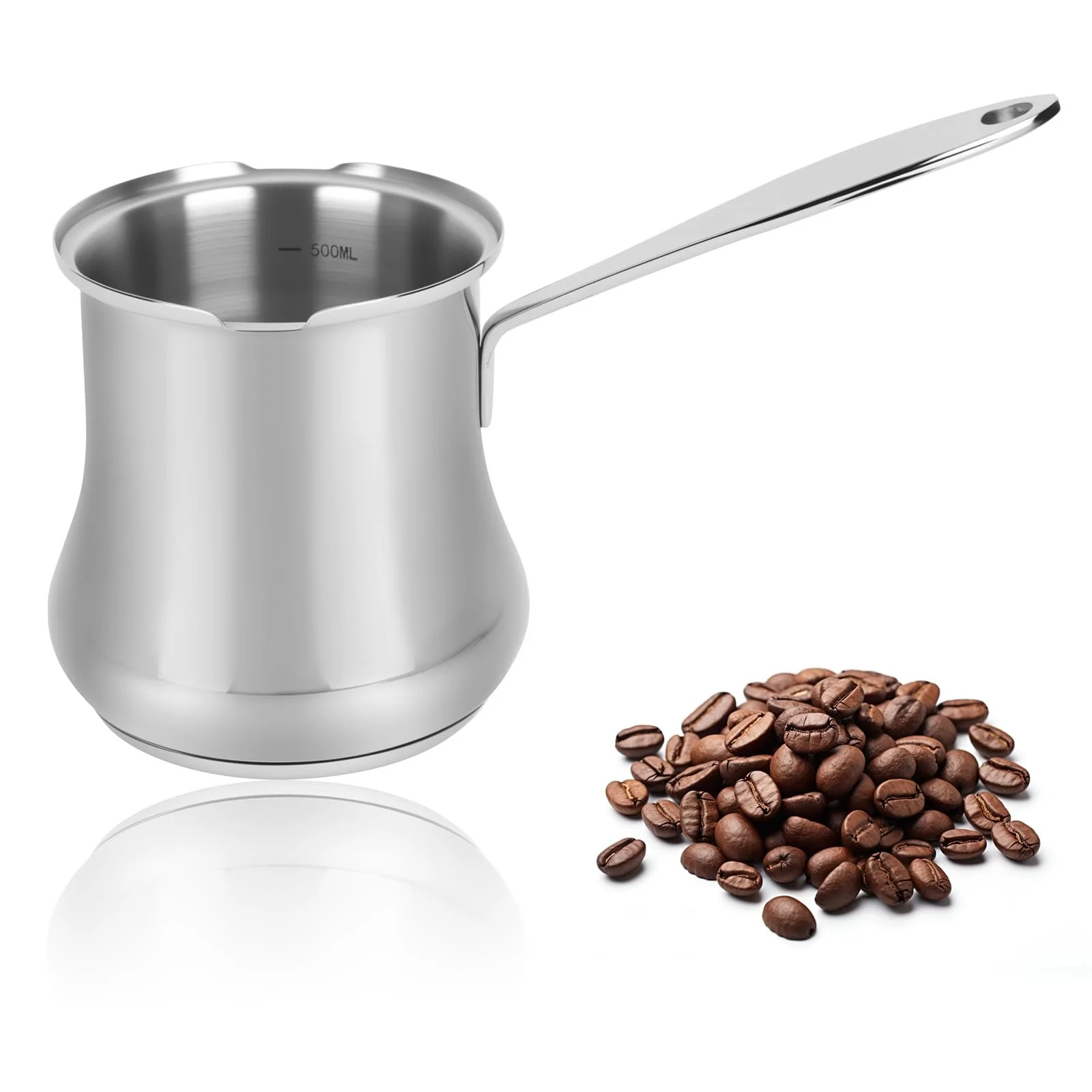 Турка 500 мл, Турка для арабської кави, Індукційна турка з нержавіючої сталі 18/10, фото №1