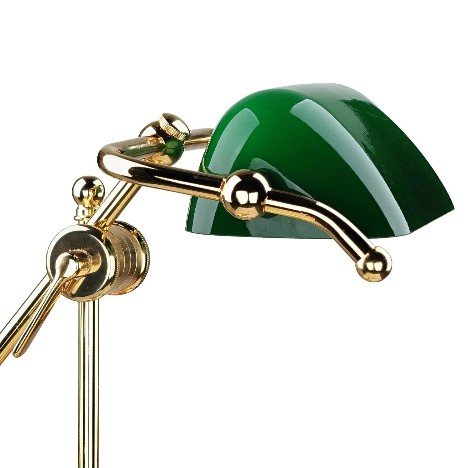 Настільна лампа Licht-Erlebnisse Banker Lamp латунь скло 32 см E14 24 карати позолота Art Nouveau Зелено-золотистий, фото №4