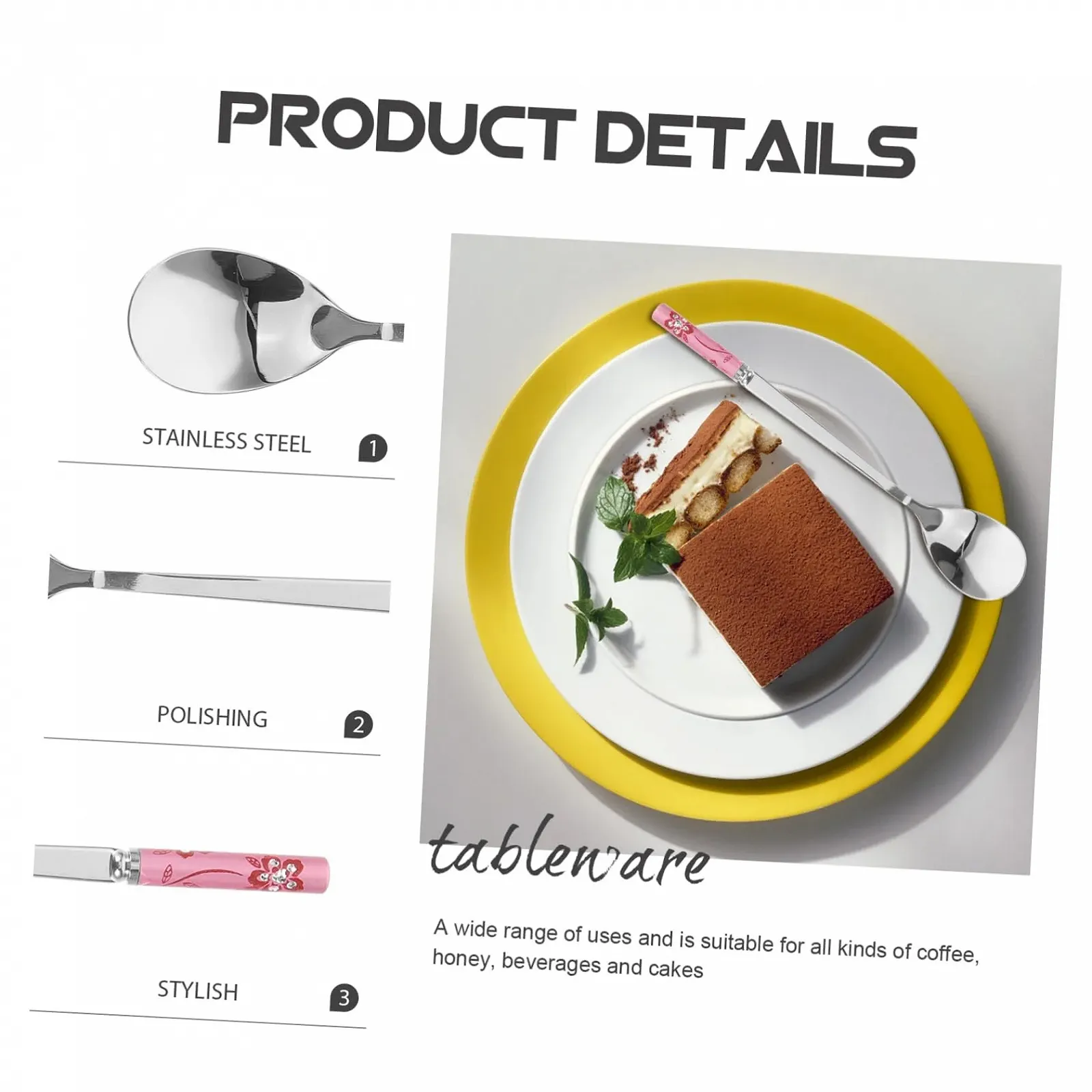 Набор из 5 десертных ложек, кофейных ложек, ложек в форме сердца из нержавеющей стали для перемешивания., фото №5 Набор из 5 десертных ложек, кофейных ложек, ложек в форме сердца из нержавеющей стали для перемешивания., фото №5