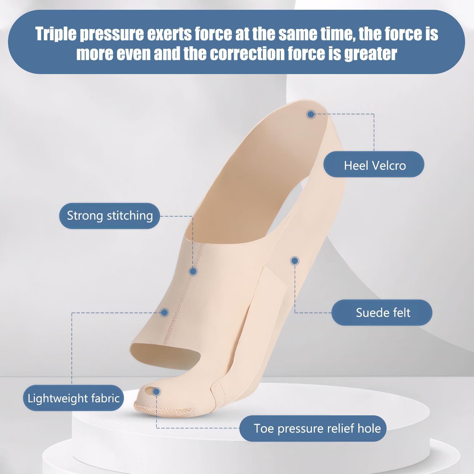 Коректор великого пальця стопи 4 шт. Розмір M, бандаж Hallux Valgus, регульований, фото №2