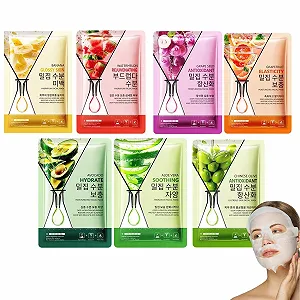 Тканевые маски для лица Набор из 7 штук - Увлажняющая маска для лица с натуральными ингредиентами - Успокаивающий уход для женщин и подростков - Подходит для всех типов кожи Набор масок для лица из 7 штук - Фото 1