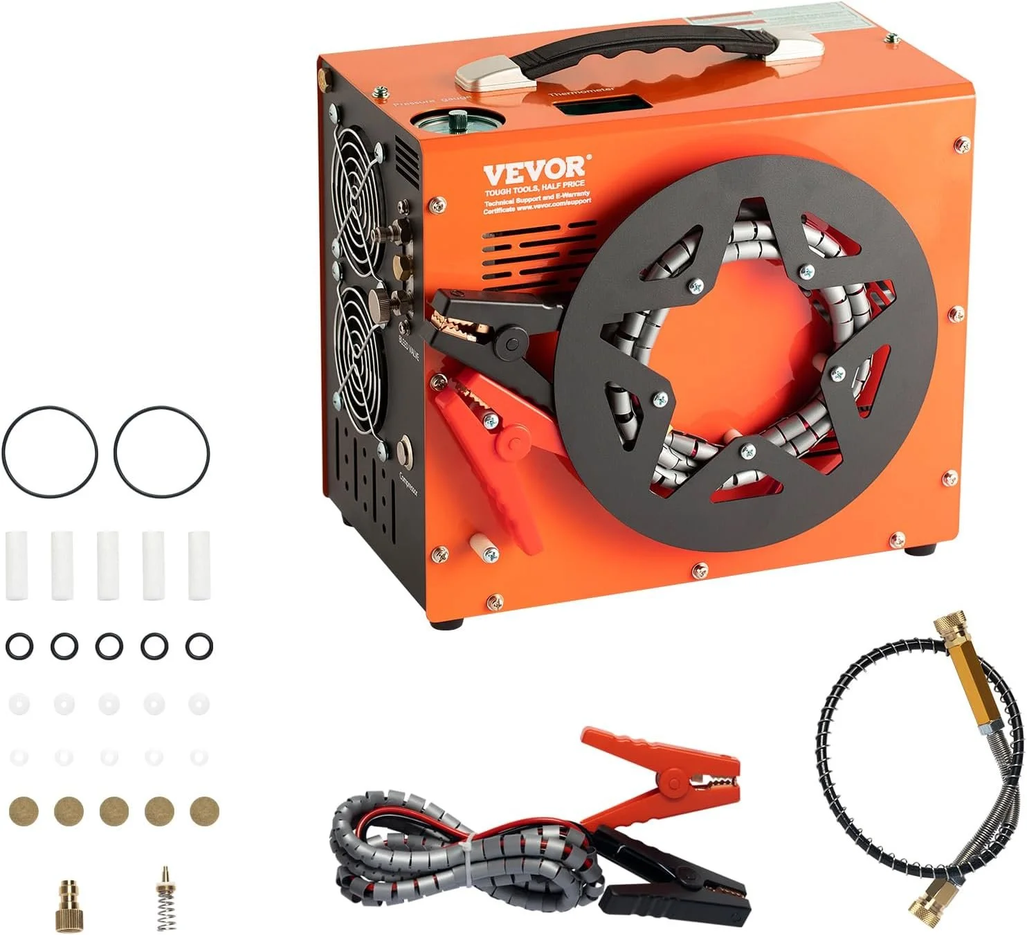 Портативный воздушный компрессор VEVOR 30MPa PCP 12V/AC 230V со встроенным преобразователем для оружия пневматического дайвинга Оранжевый, фото №1