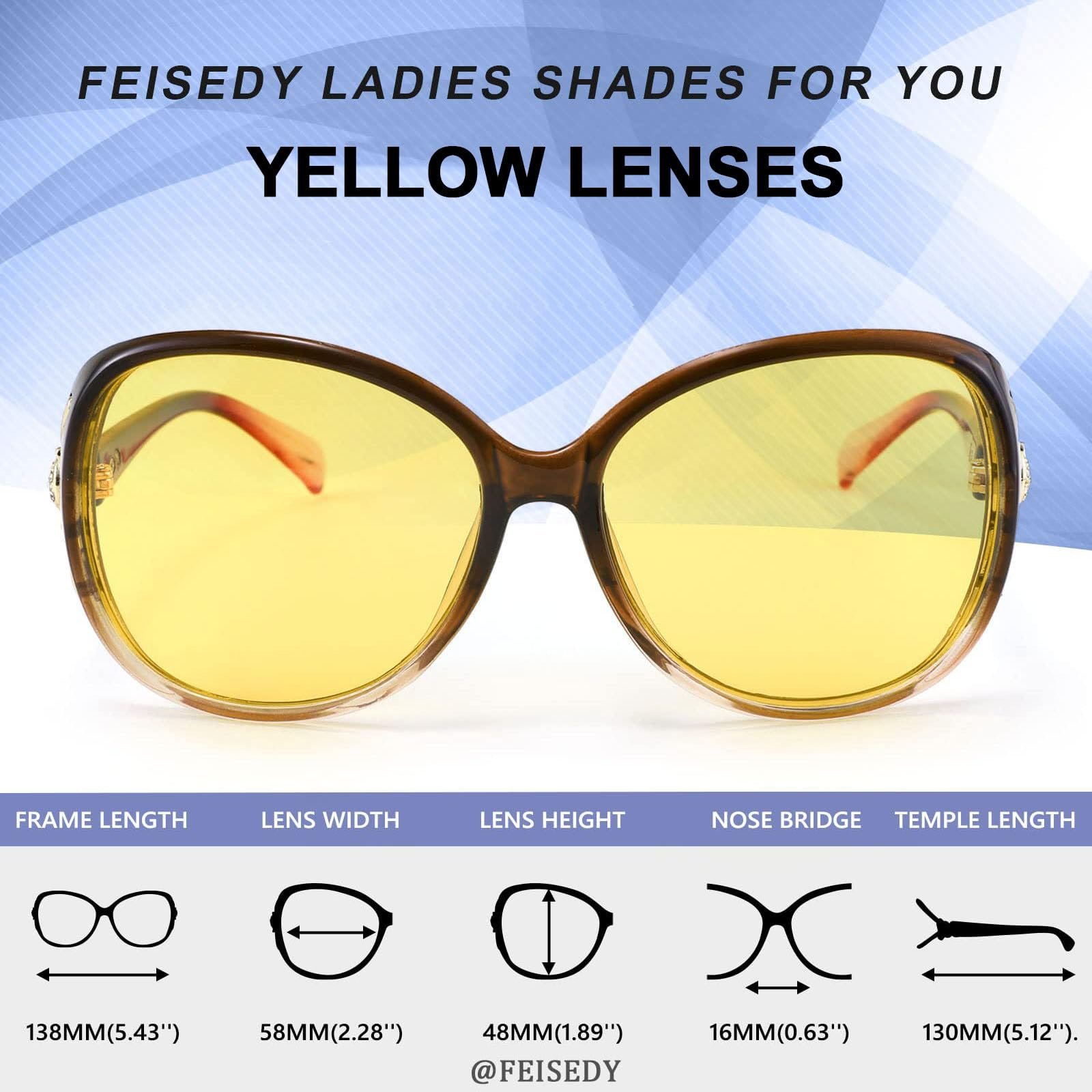 Солнцезащитные очки Классические поляризованные очки ночного видения FEISEDY для вождения и прогулок с желтыми линзами B2730, фото №4