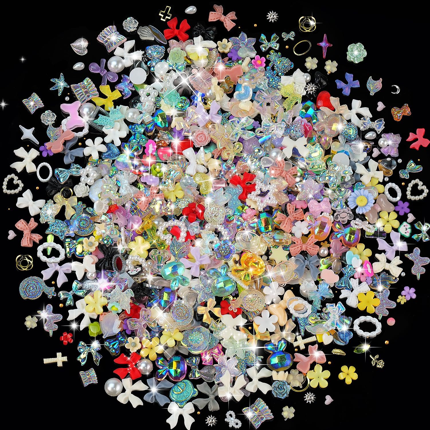 Украшения для ногтей Coolon, 500 шт., микс, 3D, смола, стразы, фото №1