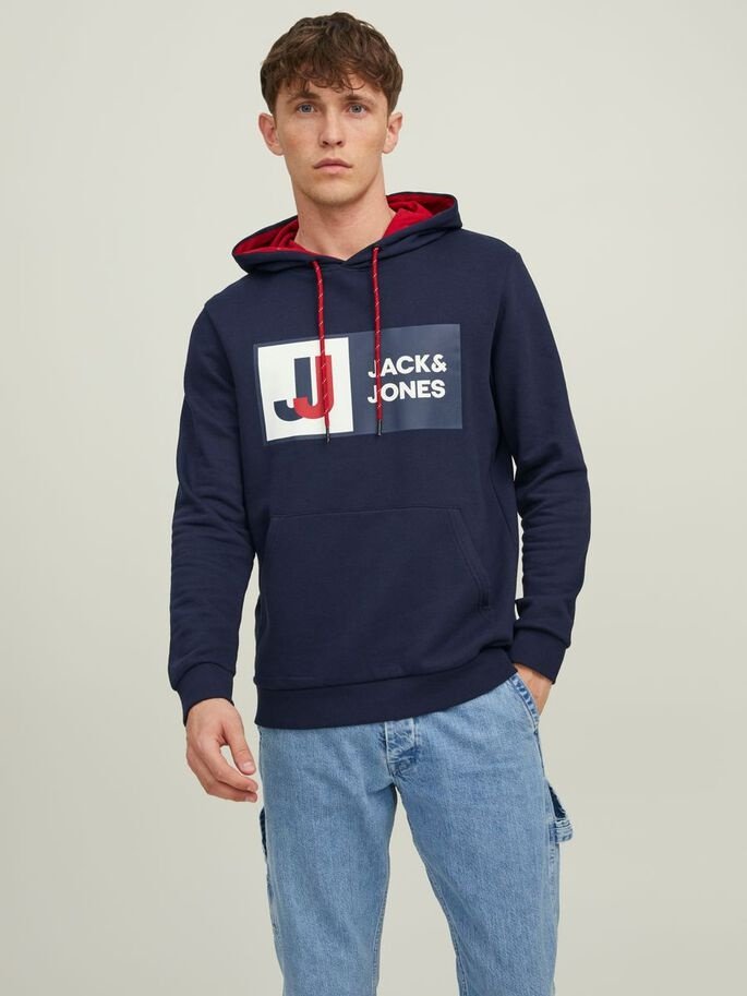 Худі JCOLOGAN SWEAT HOOD AW22 SN 12216327-Navy Blazer Jack&Jones Темно-синій L, фото №1