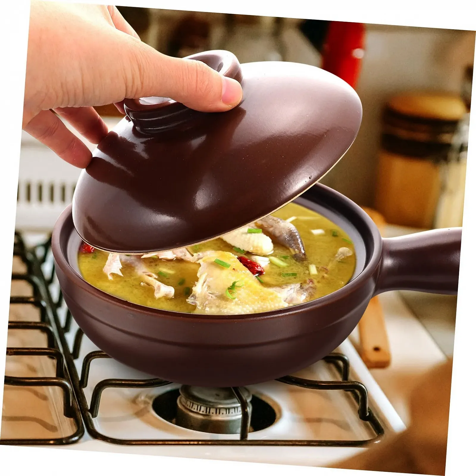 Кастрюля Toyvian Керамическая Жаростойкая С изолированной ручкой и подносом, фото №9