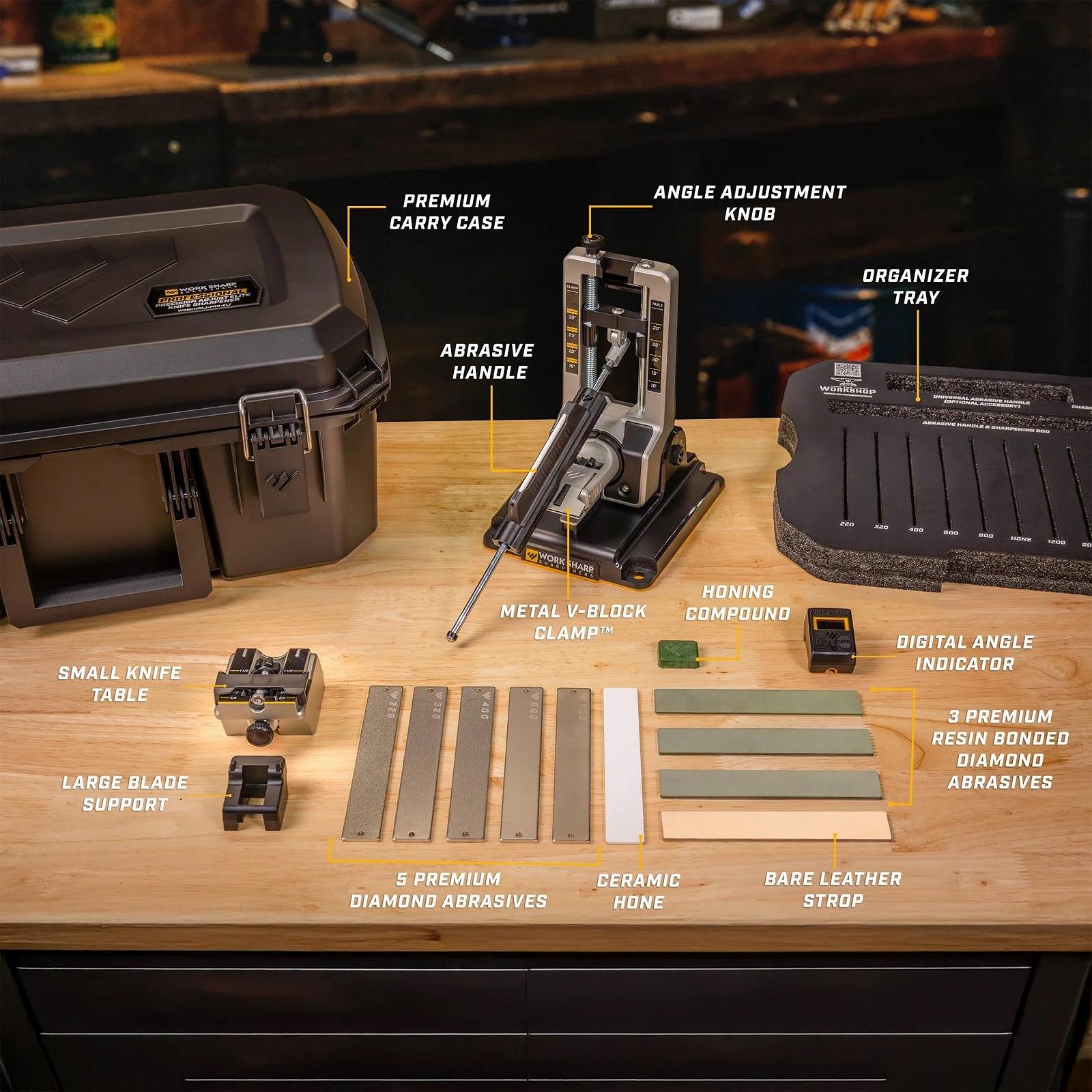 Точилка для ножей WORK SHARP Professional Precision Adjust Elite с цифровой регулировкой угла и 10 пластинами в кейсе, фото №7