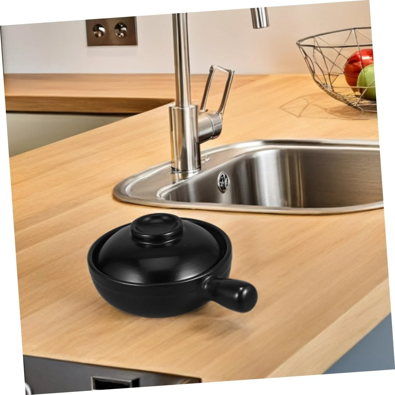 Горшок для приготовления глиняный с крышкой малый из натуральной терракоты многофункциональный для риса и супа, фото №4