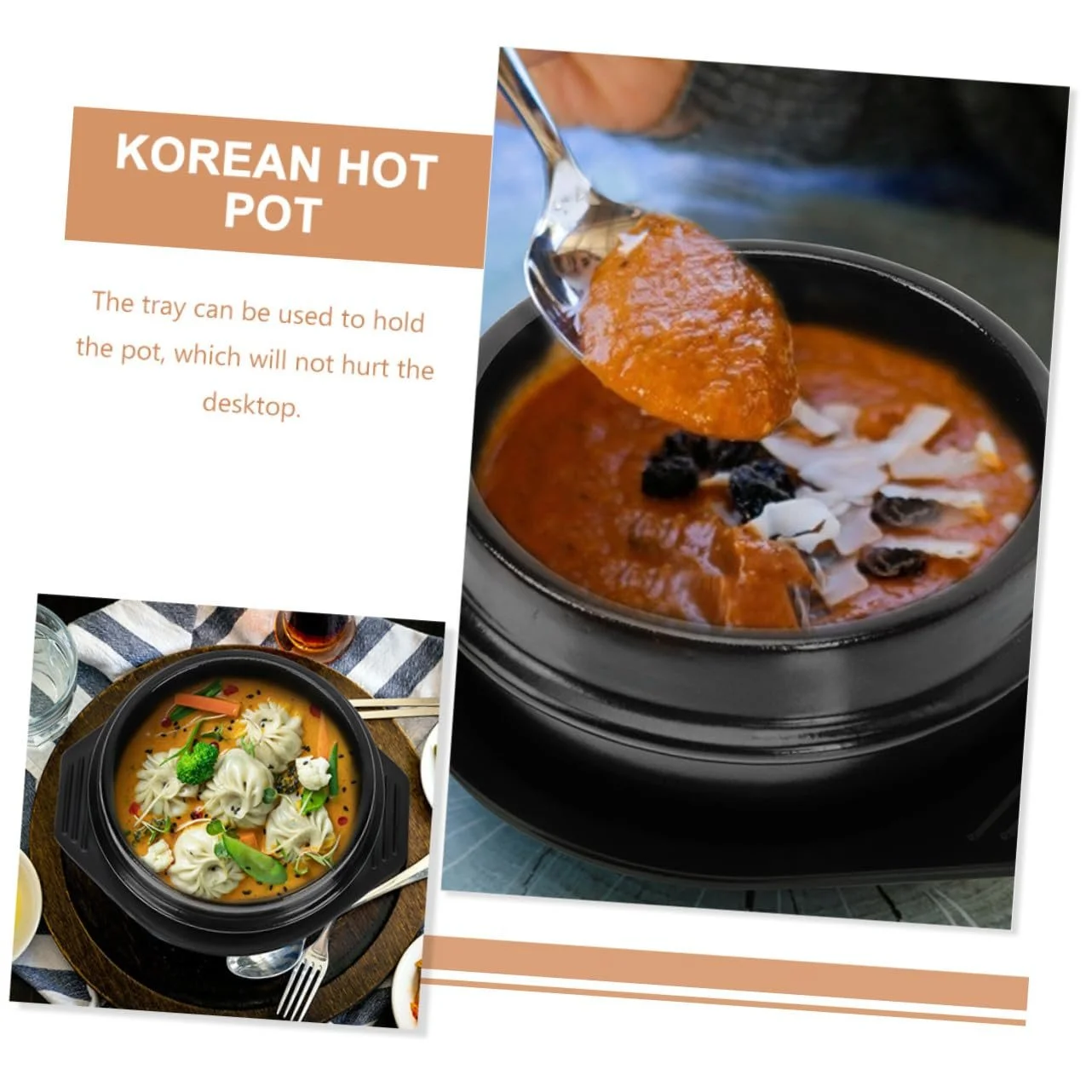 Керамічний горщик для приготування Bibimbap з блюдцем термостійкий міцний глиняний, фото №6