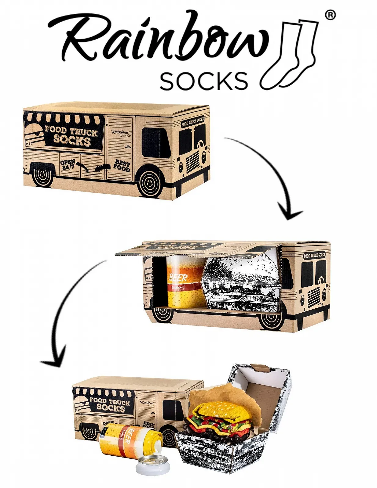 Носки Rainbow Socks Food Truck Box - 3 пары, фото №2