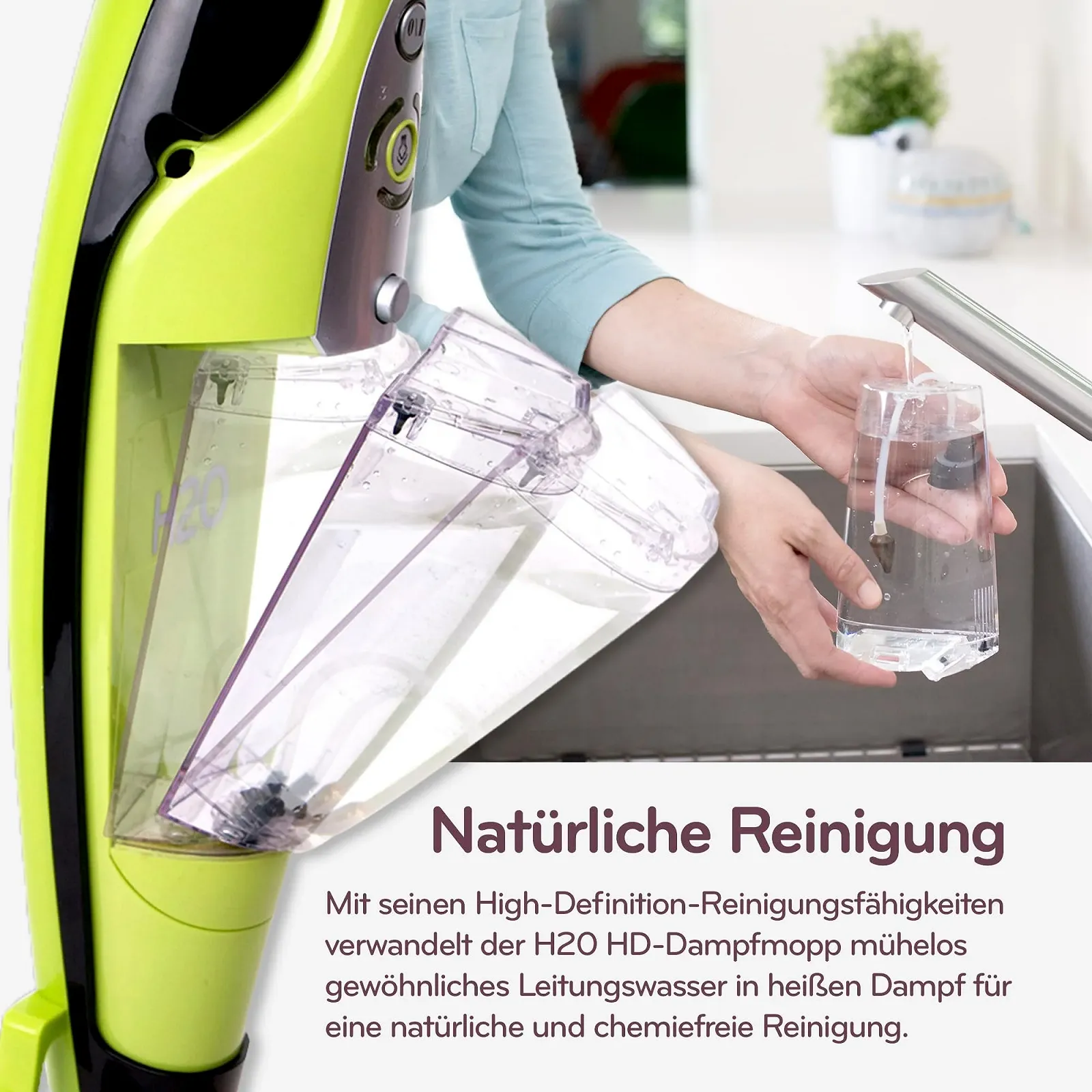 Пароочисник та парова швабра H2O HD PRO 2-в-1 1500W 450ml водяний фільтр, фото №6