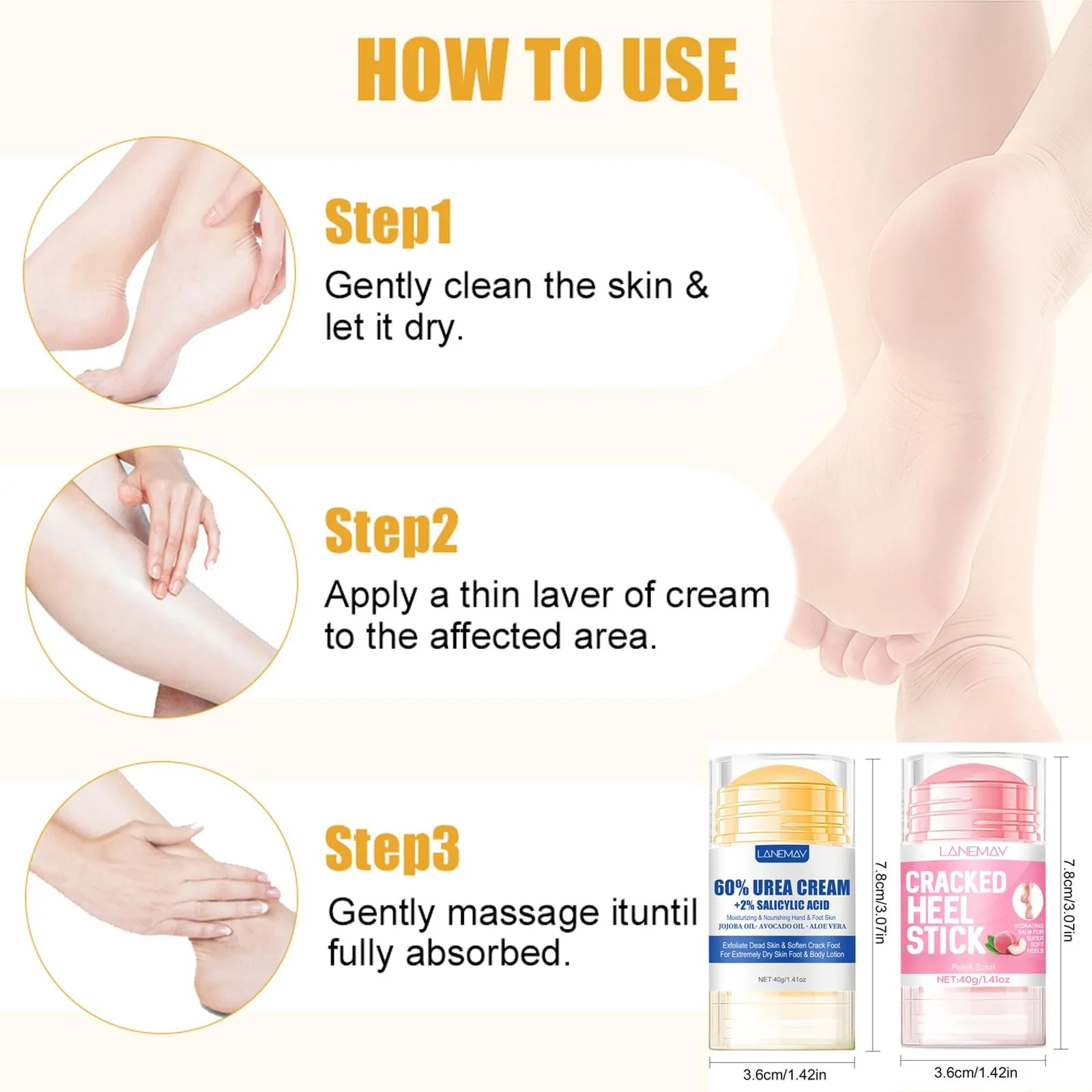 Крем для ног и рук Urea Cream 60% восстанавливающий карандаш 2 шт., фото №9