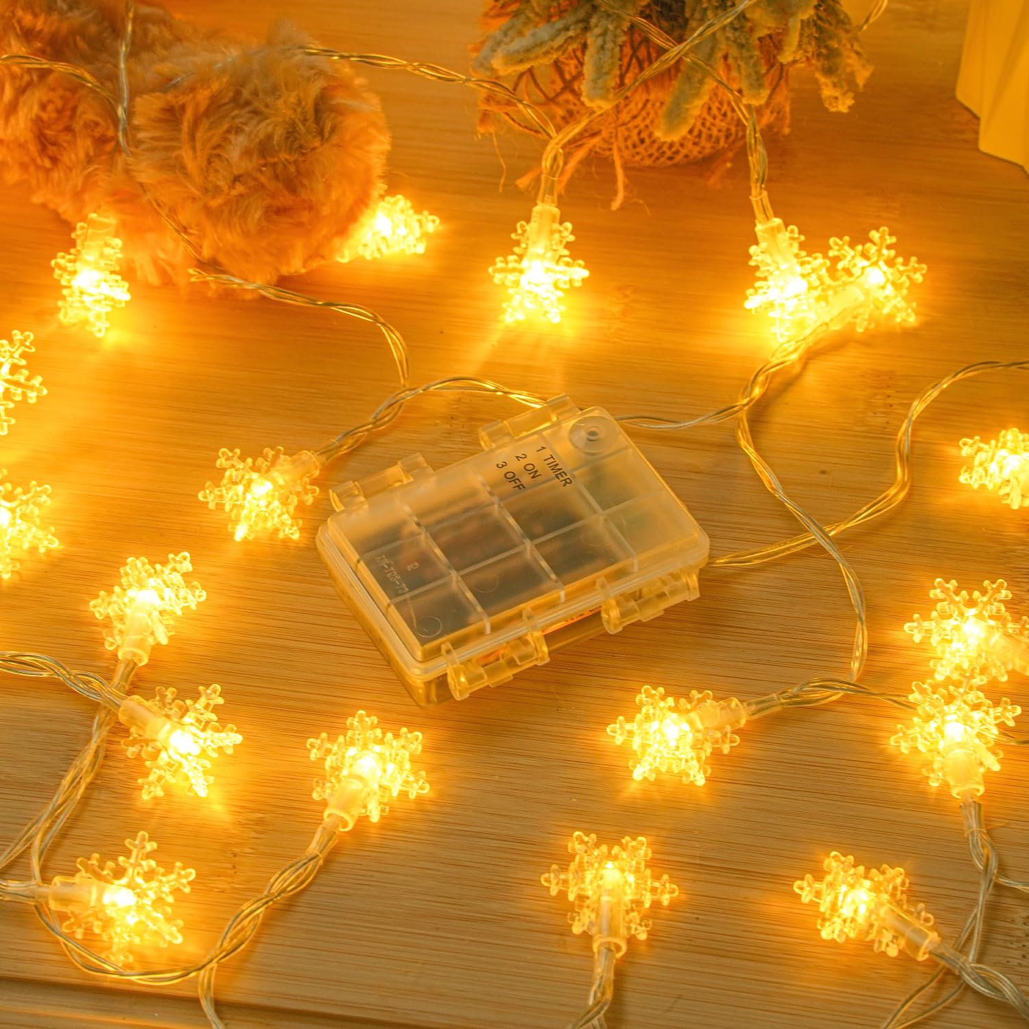 Гирлянда Dalugo 6 м 40 LED Снежинки Теплый белый, фото №1