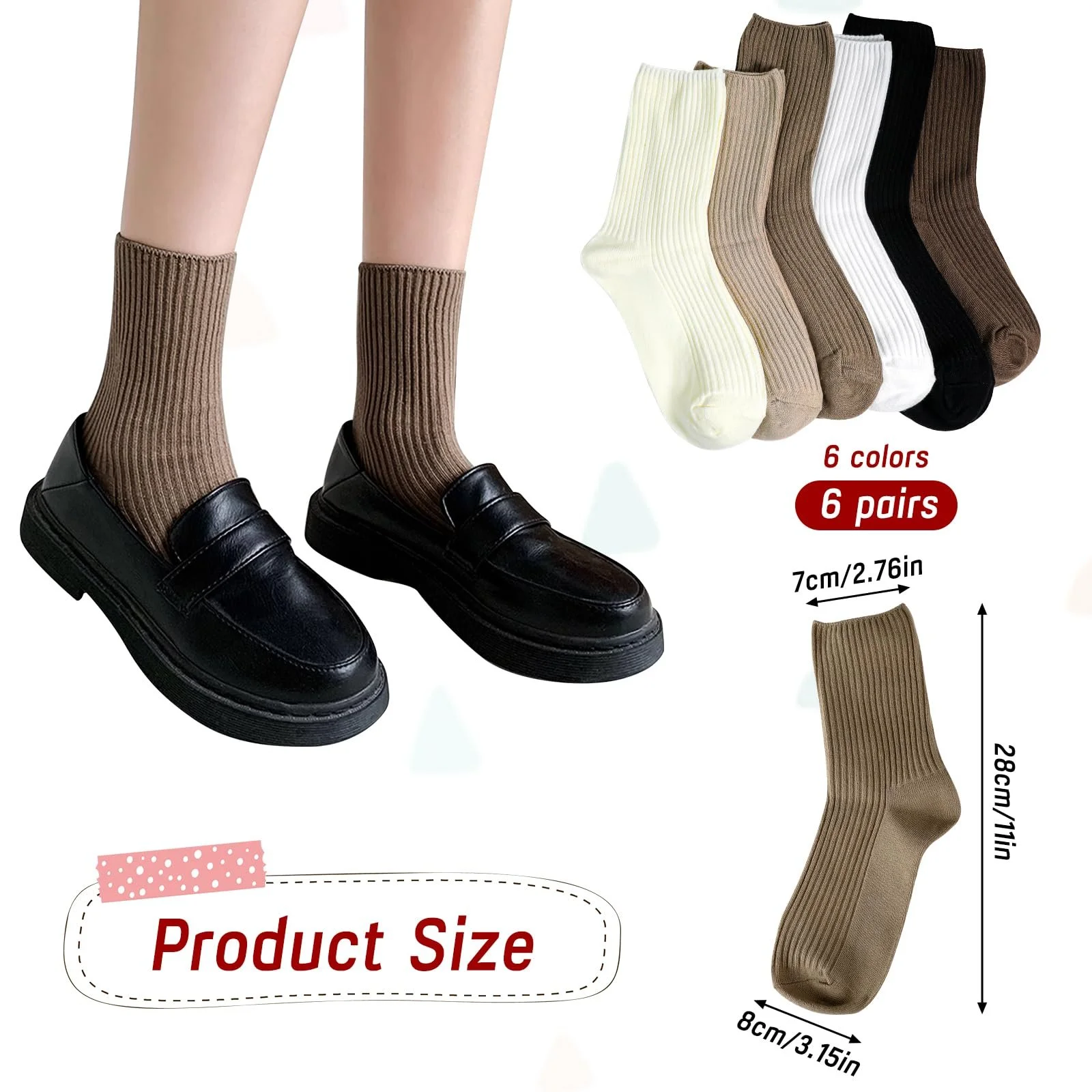 Женские носки Комплект Vin Beauty 6 пар Хлопковые спортивные носки для женщин, дышащие, для спорта, отдыха и вечеринок, фото №2