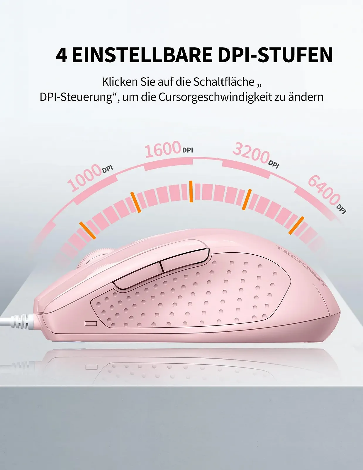 Миша дротова TECKNET Ергономічна оптична 6400 DPI 6 кнопок USB кабель 150 см, фото №2