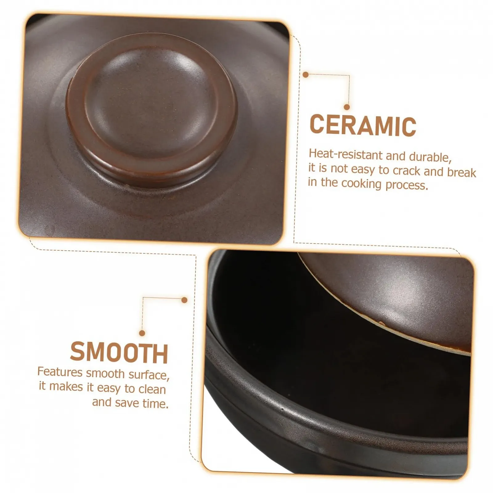 Кастрюля керамическая с крышкой термостойкая глиняная с одной ручкой, фото №5