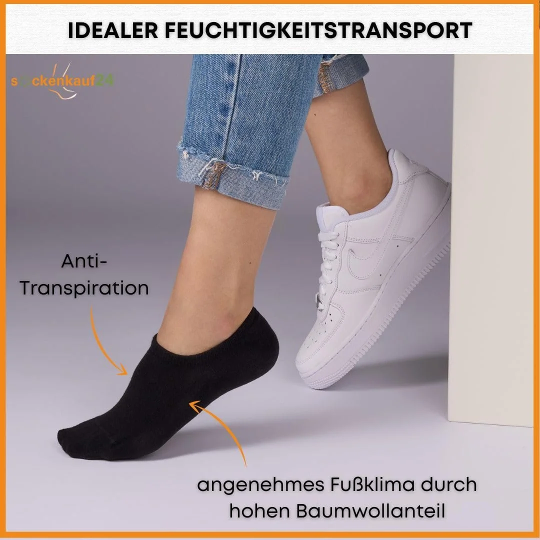 Носки sockenkauf24, 10 пар, для мужчин и женщин, невидимые спортивные носки из дышащего гребенного хлопка с силиконовой накладкой для предотвращения скольжения, фото №5