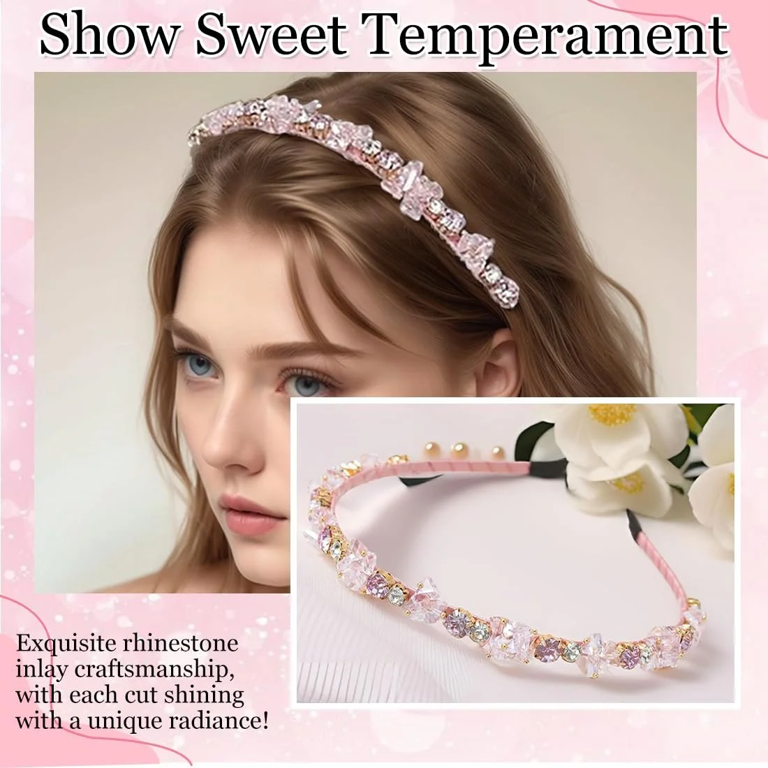 Винтажный обруч для волос с кристаллами, фото №6