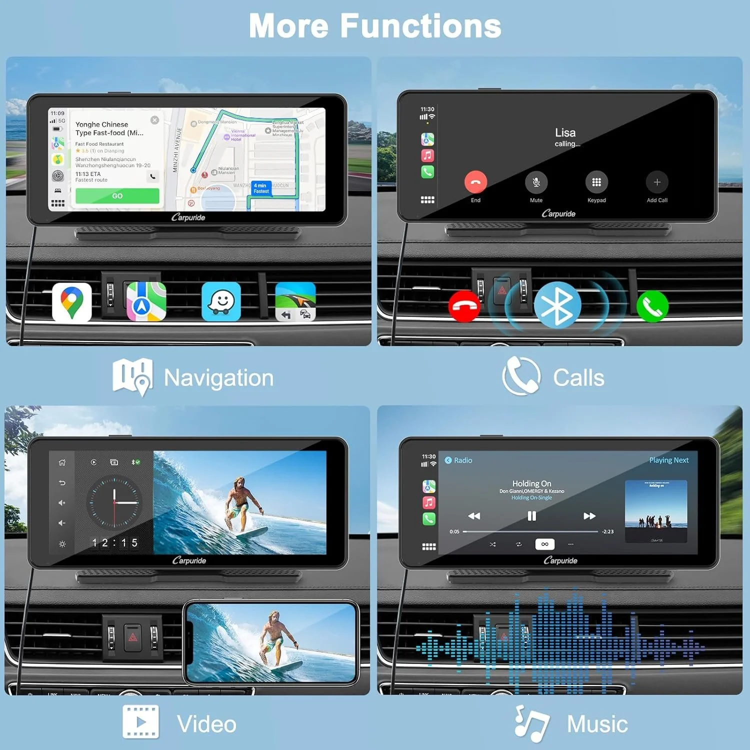 Автомагнітола Carpuride W609 / 6.86" / Сенсорна / Apple CarPlay / Android Auto / Bluetooth / WI-FI / GPS / USB / AUX / TF slot, фото №5