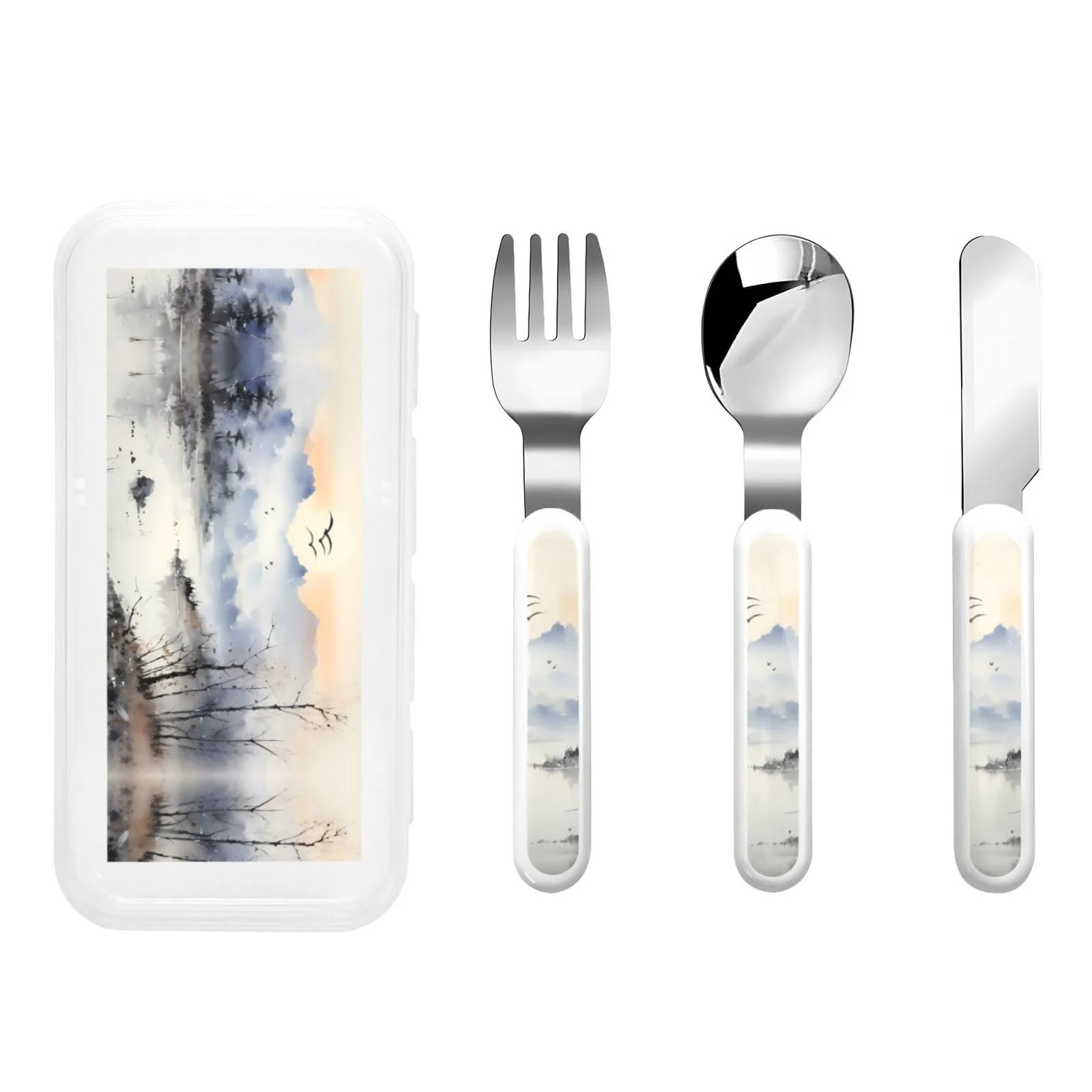 Набір дитячих столових приборів з трьох предметів, багаторазовий, фото №1 Набір дитячих столових приборів з трьох предметів, багаторазовий, фото №1