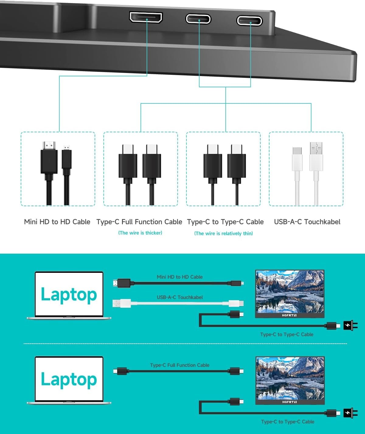 Портативний монітор HGFRTEE14" WUXGA IPS 60 Гц, фото №7