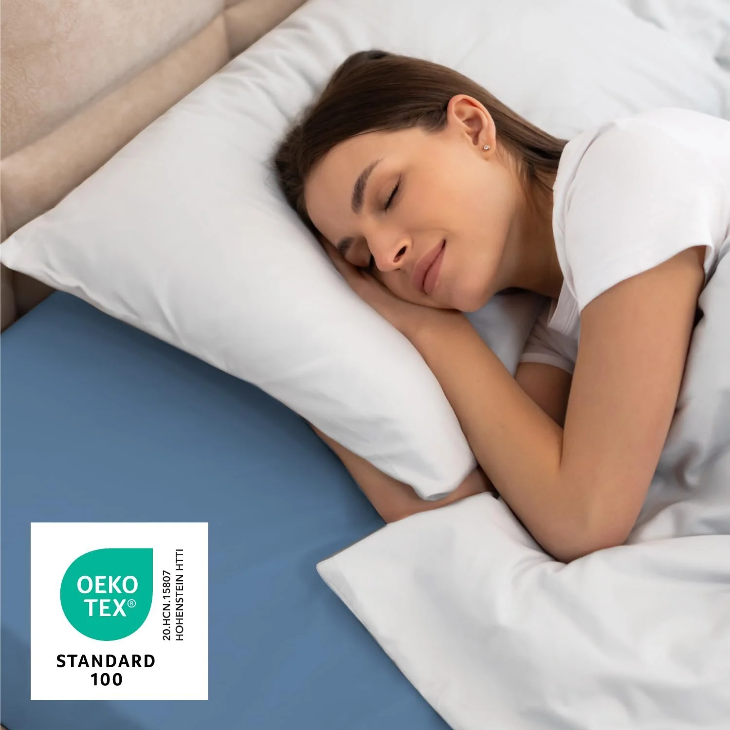 Простыня на резинке Dreamzie 80 x 200 см, микрофибра, голубой Coelin, фото №6