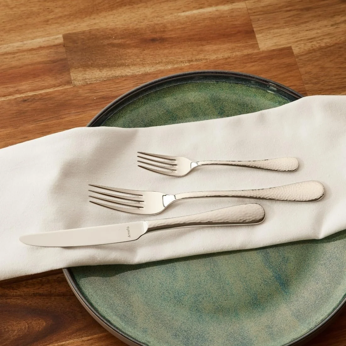 Набір столових приборів Amefa SIERRA на 6 персон, 24 предмети, нержавіюча сталь 18/10 з сатиновим покриттям, ковані ручки, можна мити в посудомийній машині, фото №5