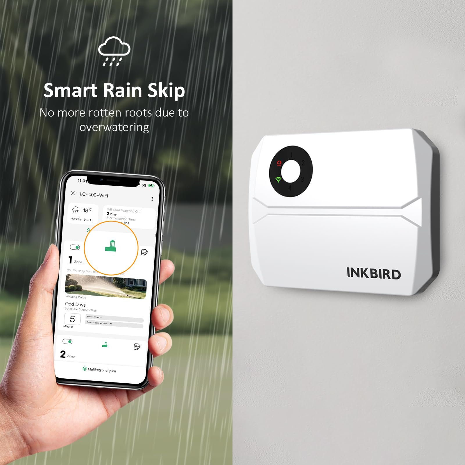 Контроллер, таймер системы полива Inkbird IIC-400 WiFi 4 зоны, фото №8