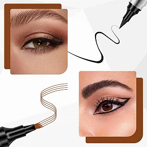 Олівець для брів та підводка 2-in-1 Waterproof Microblading 4-Prong Micro Fork Tip Light Brown synthetic.ua - Фото 1