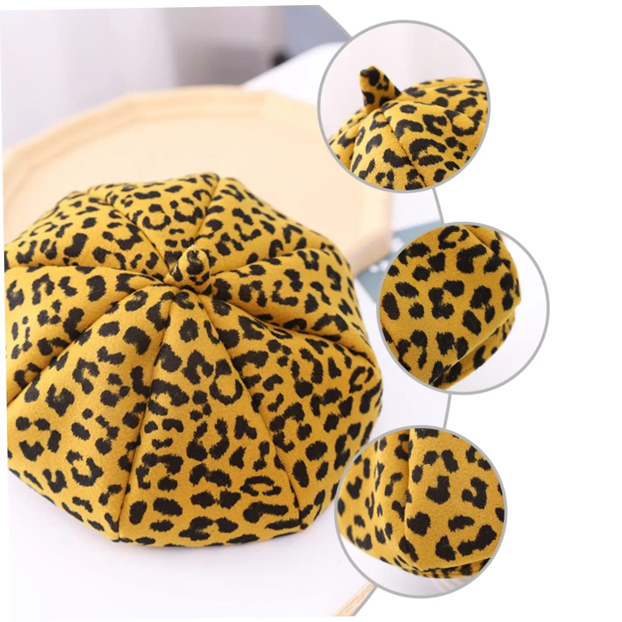 Берет OATIPHO з леопардовим принтом Жовтий, фото №4 Берет OATIPHO з леопардовим принтом Жовтий, фото №4