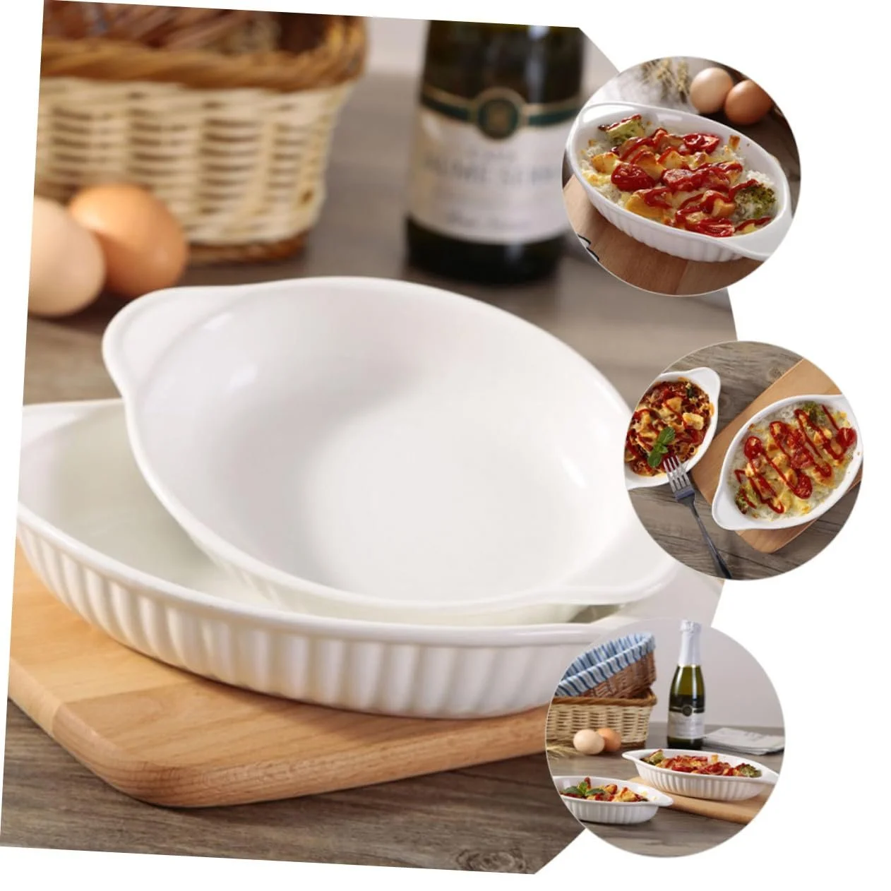 Форма для выпечки Toyvian овальная керамическая с двумя ручками, фото №8 Форма для выпечки Toyvian овальная керамическая с двумя ручками, фото №8
