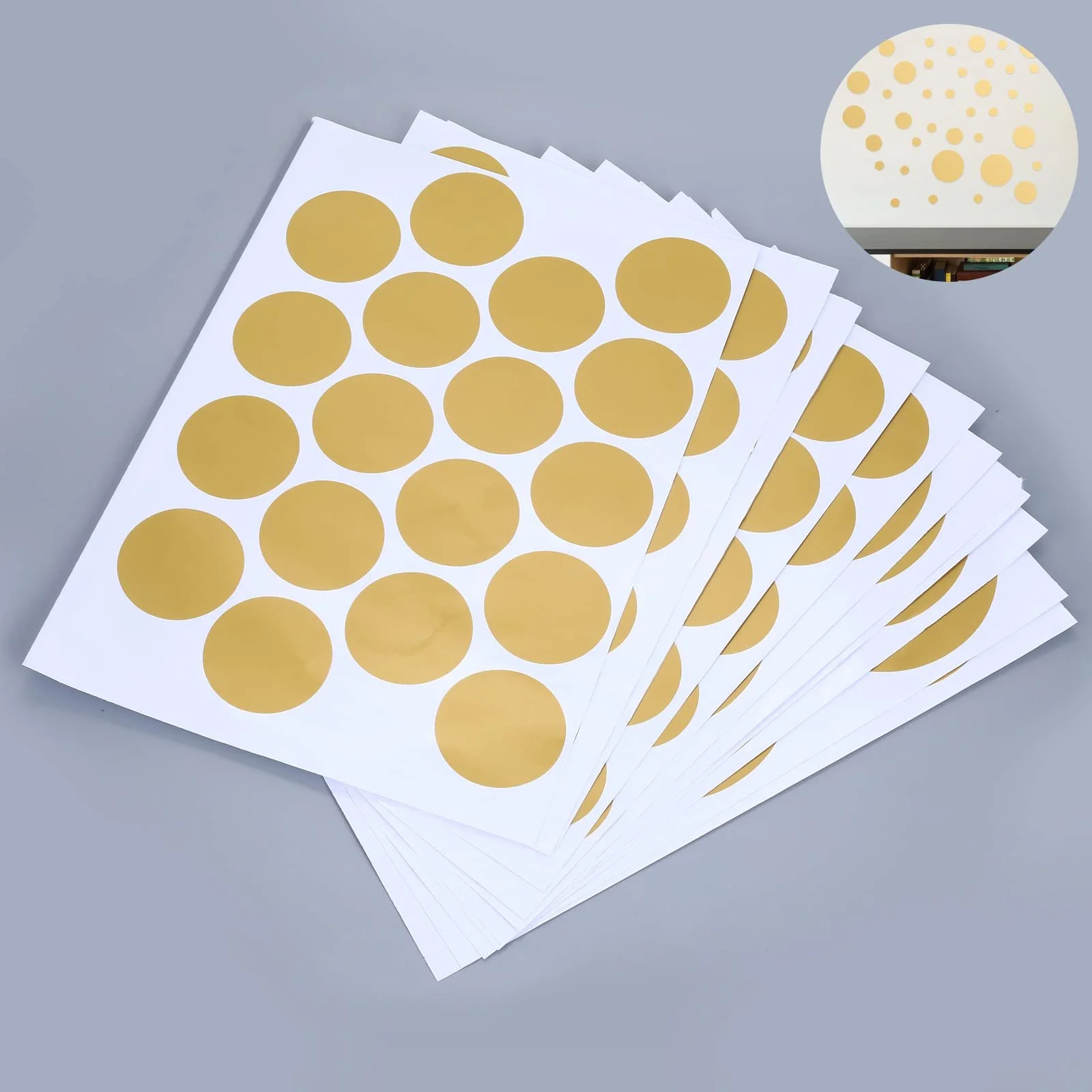 Наклейки на стіну Точки 264 штуки Круглі Золотистий, фото №7