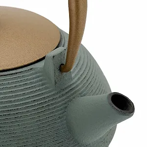 Чайник Asia Чавунний Індукційний 1.2 Літра Синій з Фільтром-Сіткою з Нержавіючої Сталі та Коричневою Дерев'яною Підставкою synthetic.ua - Фото 1