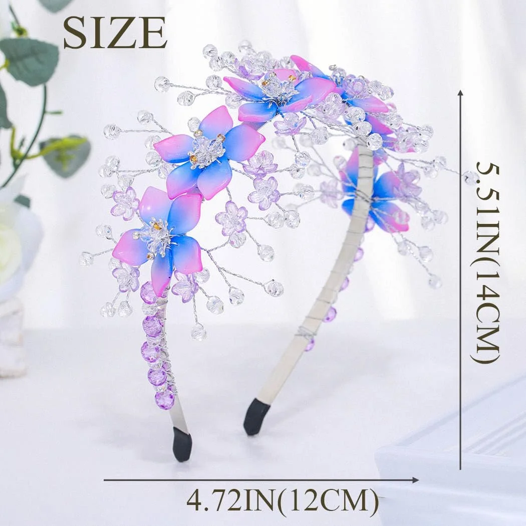 Обруч Квітка IYOU Весільний Фіолетовий Блискучий Кристал, фото №6