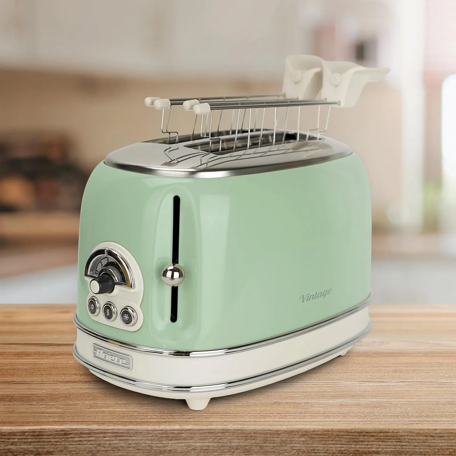 Тостер Ariete Vintage 155/04-green, метал, 810 Вт, зелений, фото №4