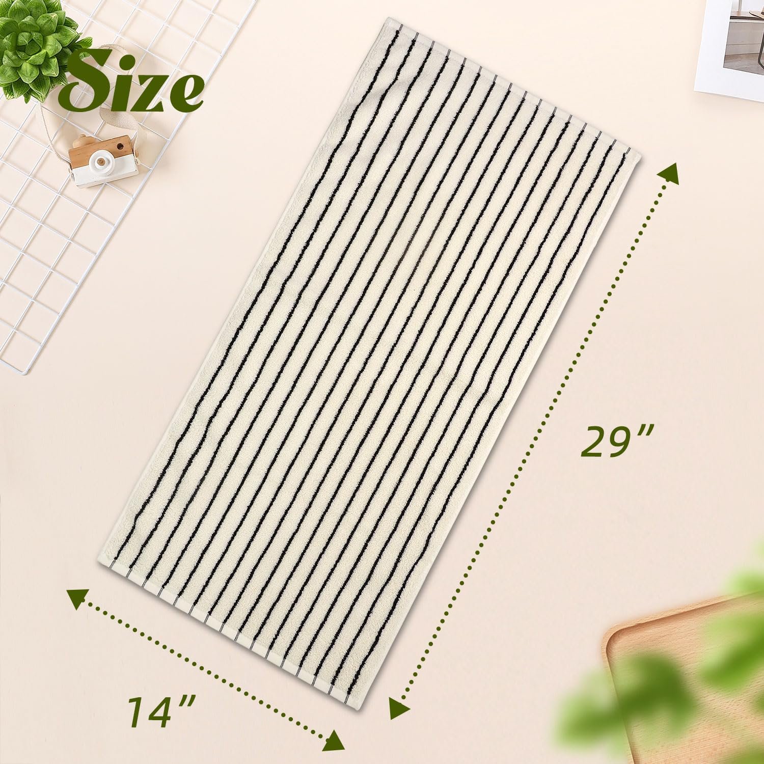 Полотенца Jacquotha Natural Cotton Полосатые 14 x 29 дюймов Черно-белый, фото №5