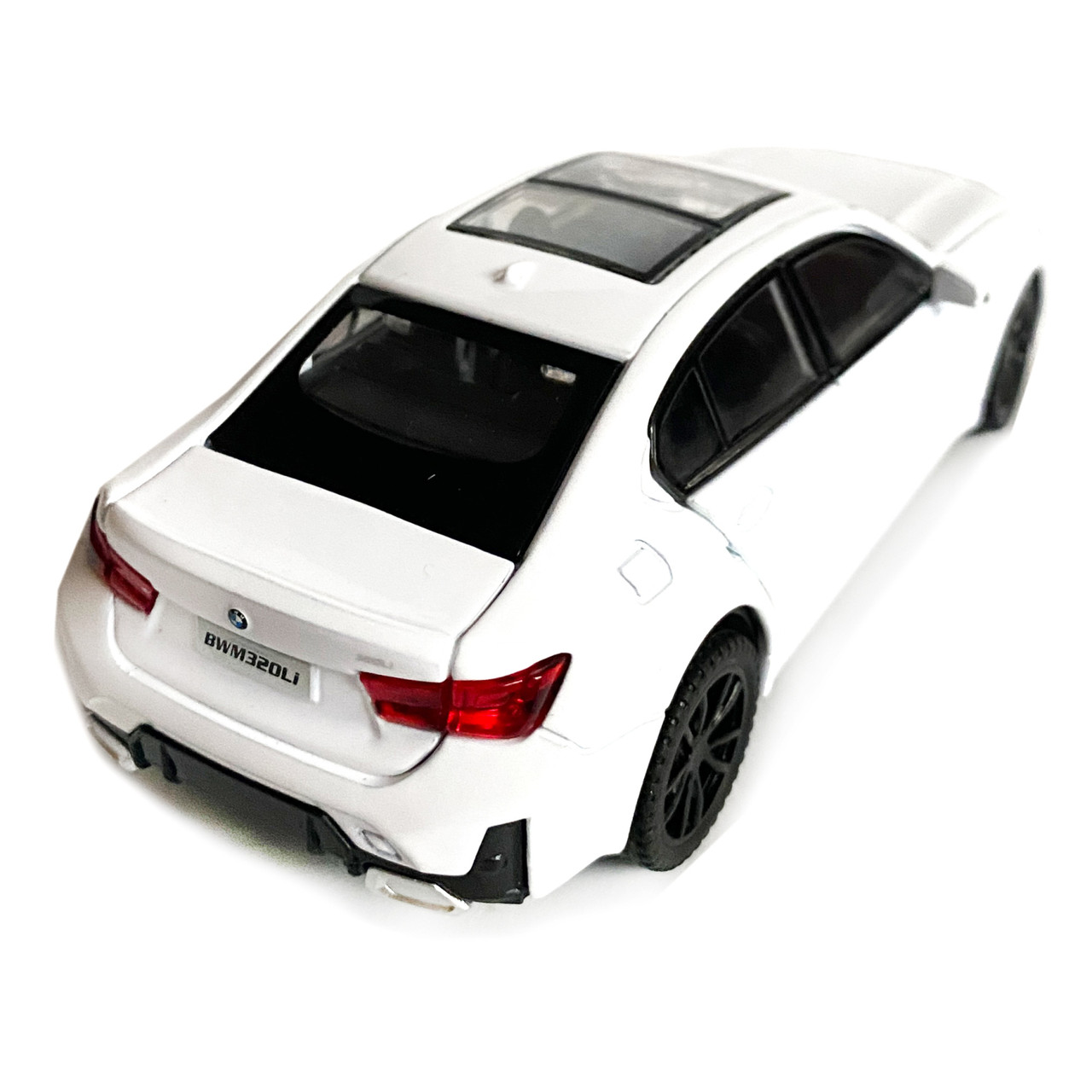 Игрушечная машинка металлическая BMW 320Li БМВ белая звук свет инерция откр двери багажник капот, фото №3