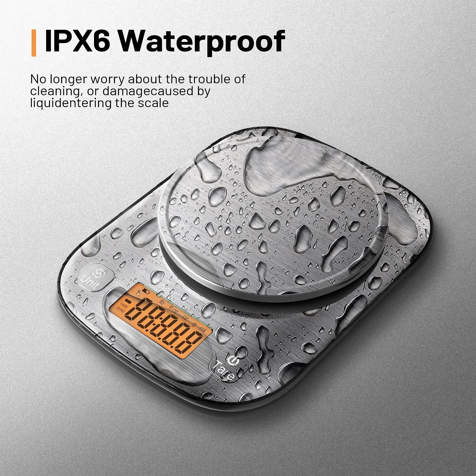 Кухонні ваги цифрові 11 lb/0.01 oz з чашею з нержавіючої сталі IPX6 водонепроникні, фото №3 Кухонні ваги цифрові 11 lb/0.01 oz з чашею з нержавіючої сталі IPX6 водонепроникні, фото №3