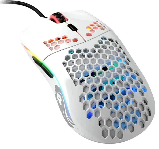 Ігрова дротова миша Glorious Model O / USB / PixArt 3360 / 12000 DPI / 6 кнопок / RGB підсвітка / Біла, фото №1