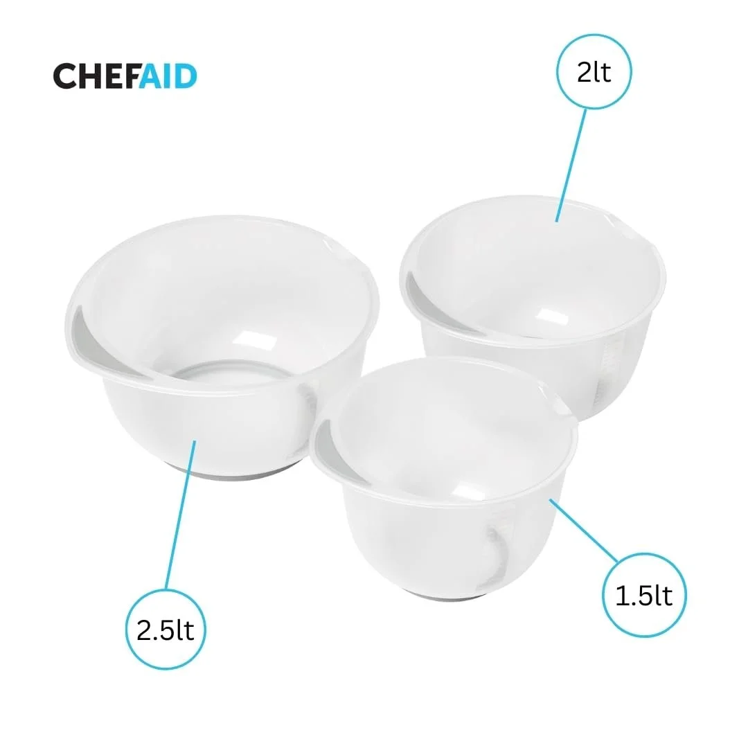 Набір мисок для змішування Chef Aid з 3 предметів 1,5 л, 2 л, 2,5 л пластиковий, фото №3