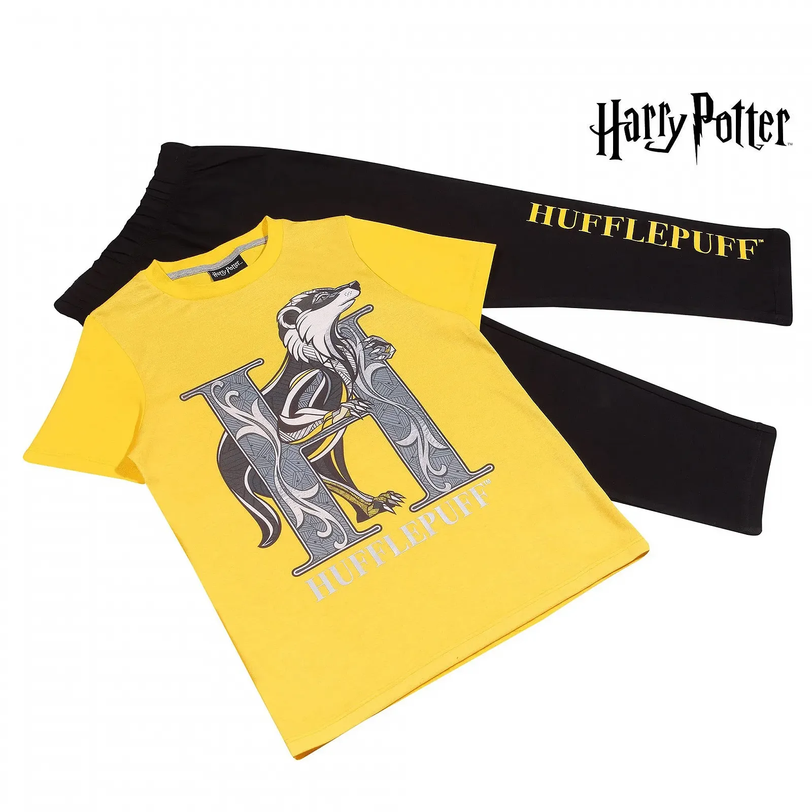 Комплект піжамний Popgear Harry Potter Hufflepuff Довгий Чорний Жовтий, фото №4