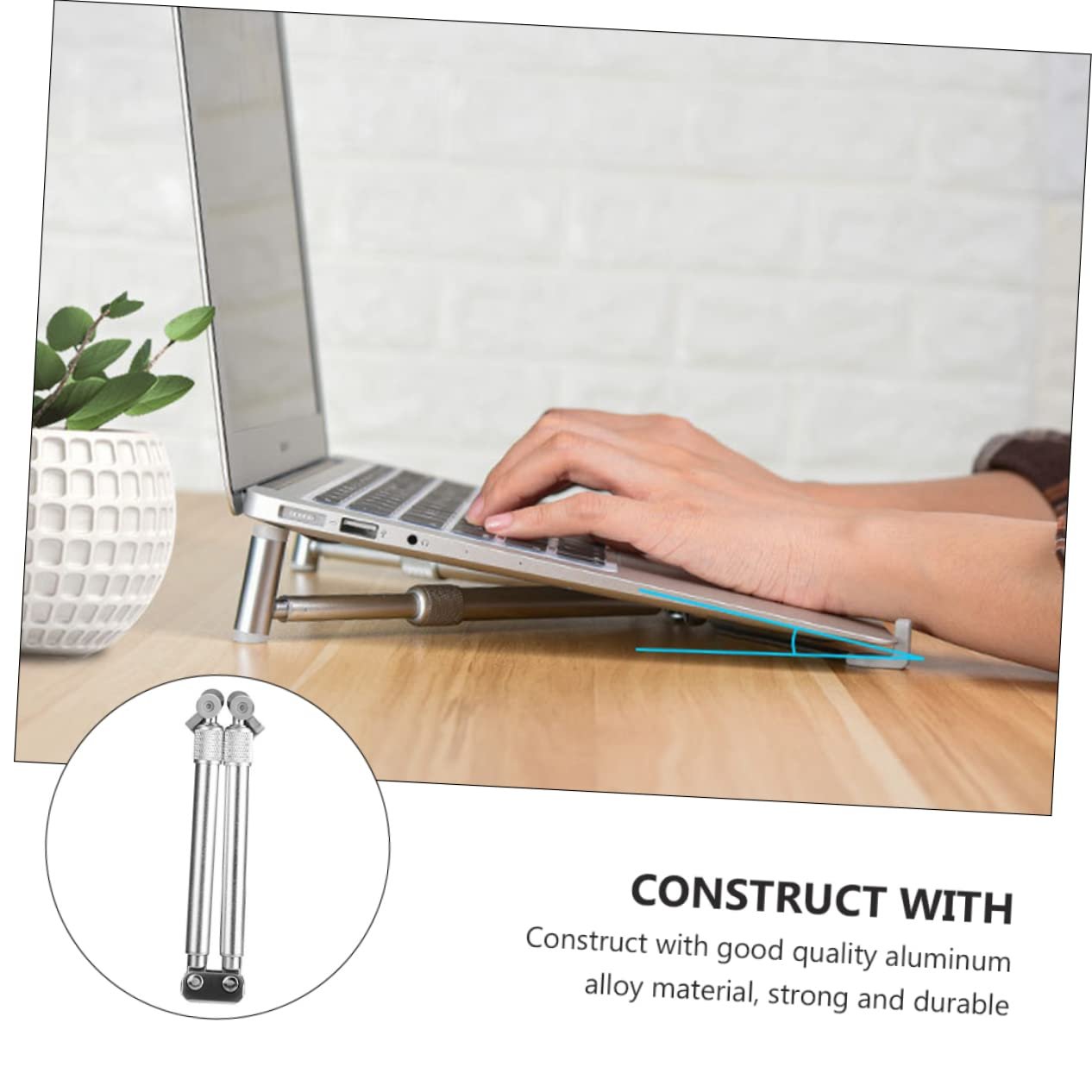 Подставка для ноутбука из алюминиевого сплава, регулируемая по высоте, портативная, для ноутбуков и планшетов, эргономичный дизайн, серебристая, фото №7