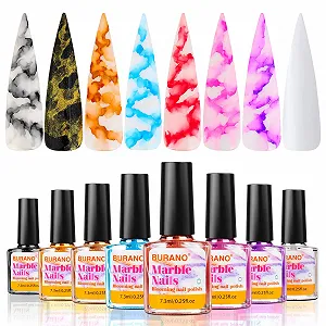 Лак для нігтів BURANO Marble, Мармурові відтінки для нігтів, 8 кольорів у наборі - Фото 1