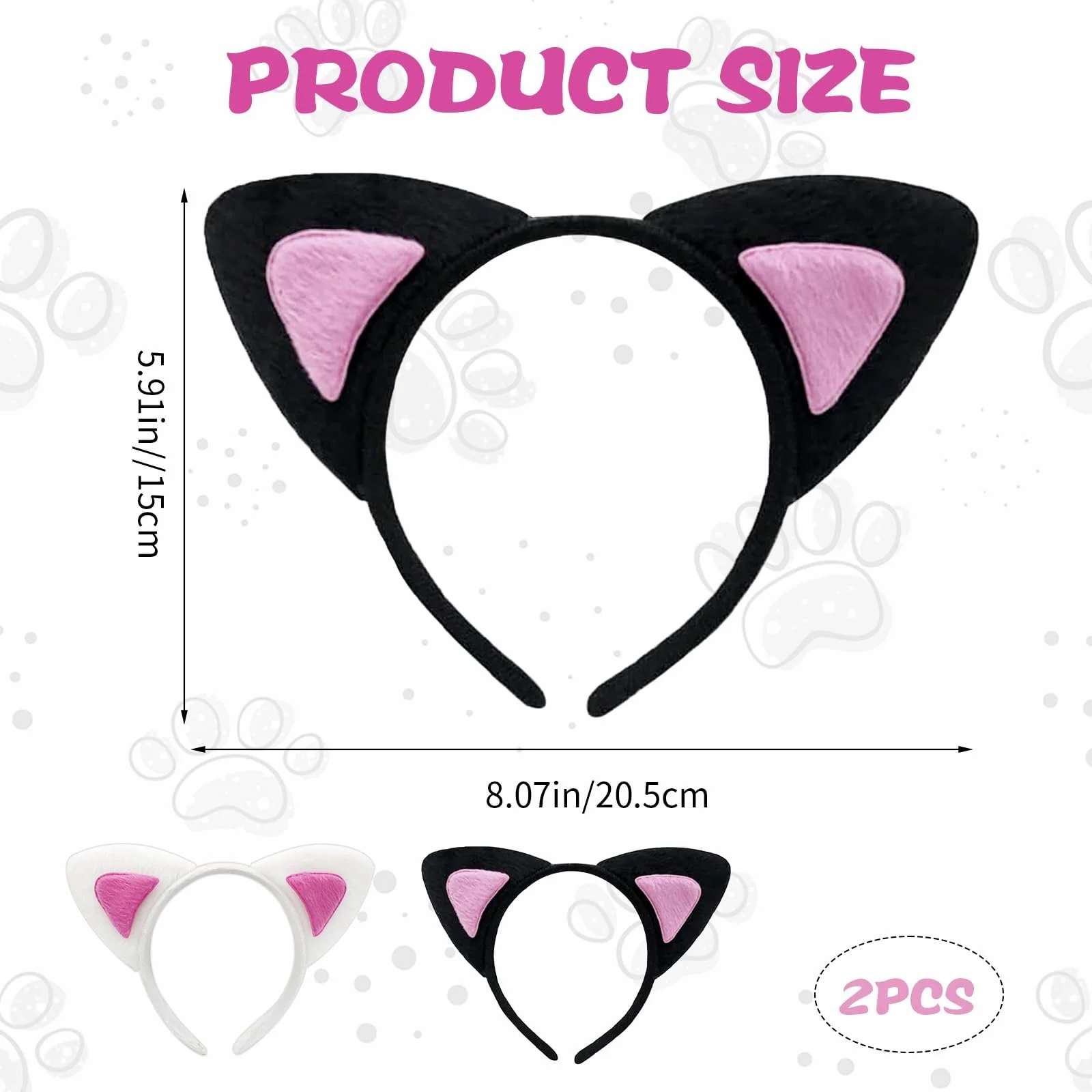 Набір з 2 милих обручів на голову з котячими вушками, фото №6