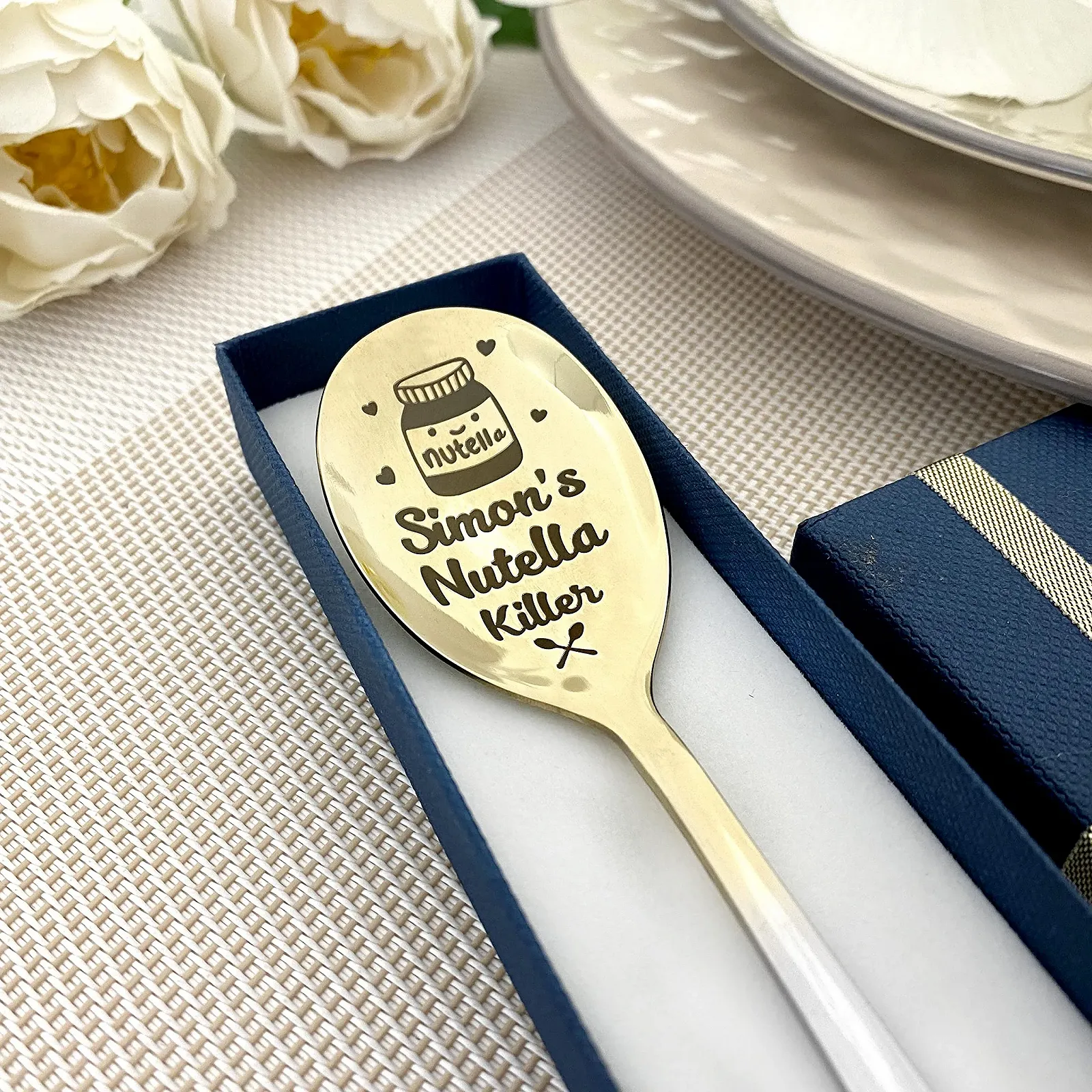Ложка з гравіюванням для любителів шоколаду високоякісна нержавіюча сталь повний текст і персоналізоване ім'я, фото №1