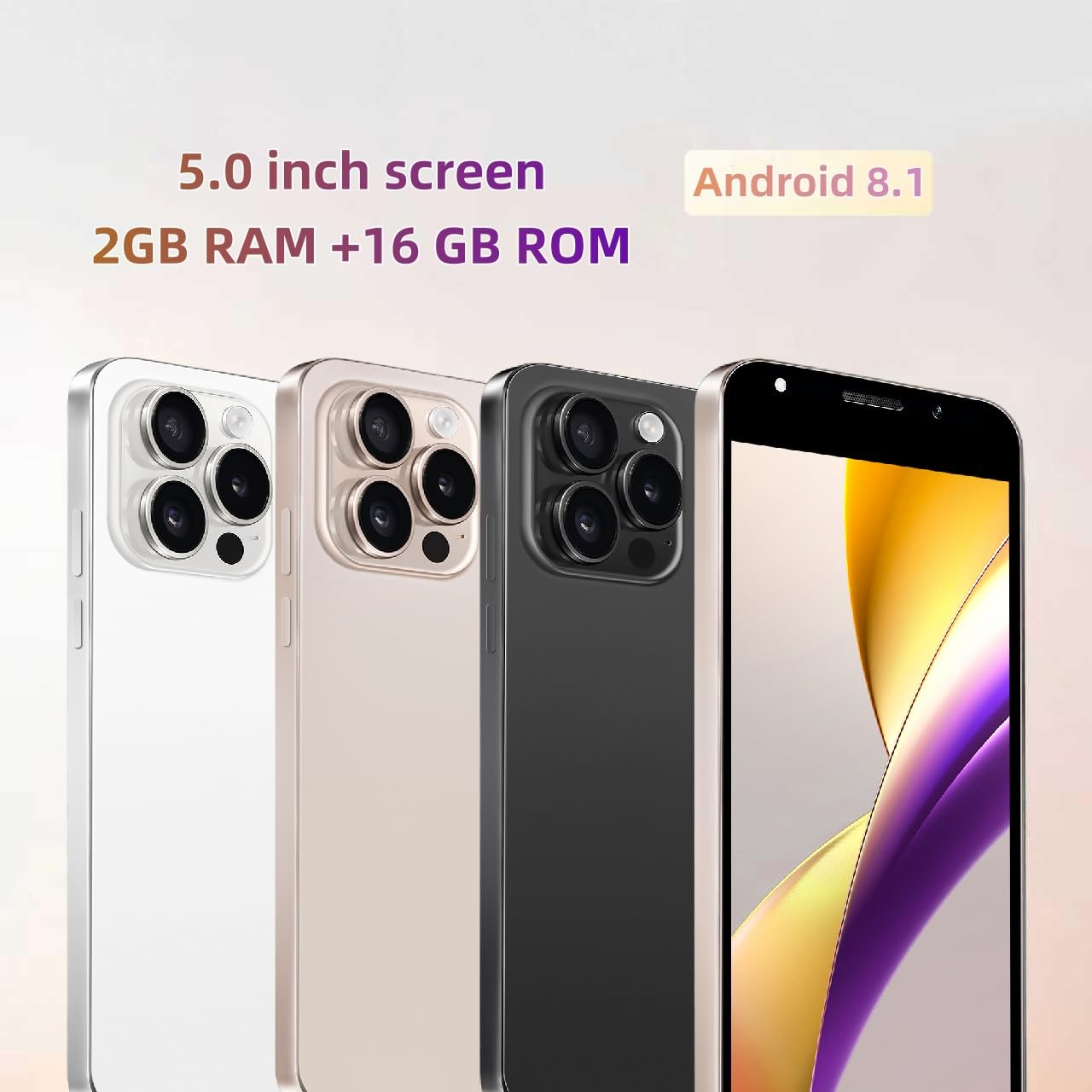 Смартфон 4G LTE 2GB RAM 16GB ROM 128GB TF Dual SIM 4-Core 5.0" Grey25, фото №6