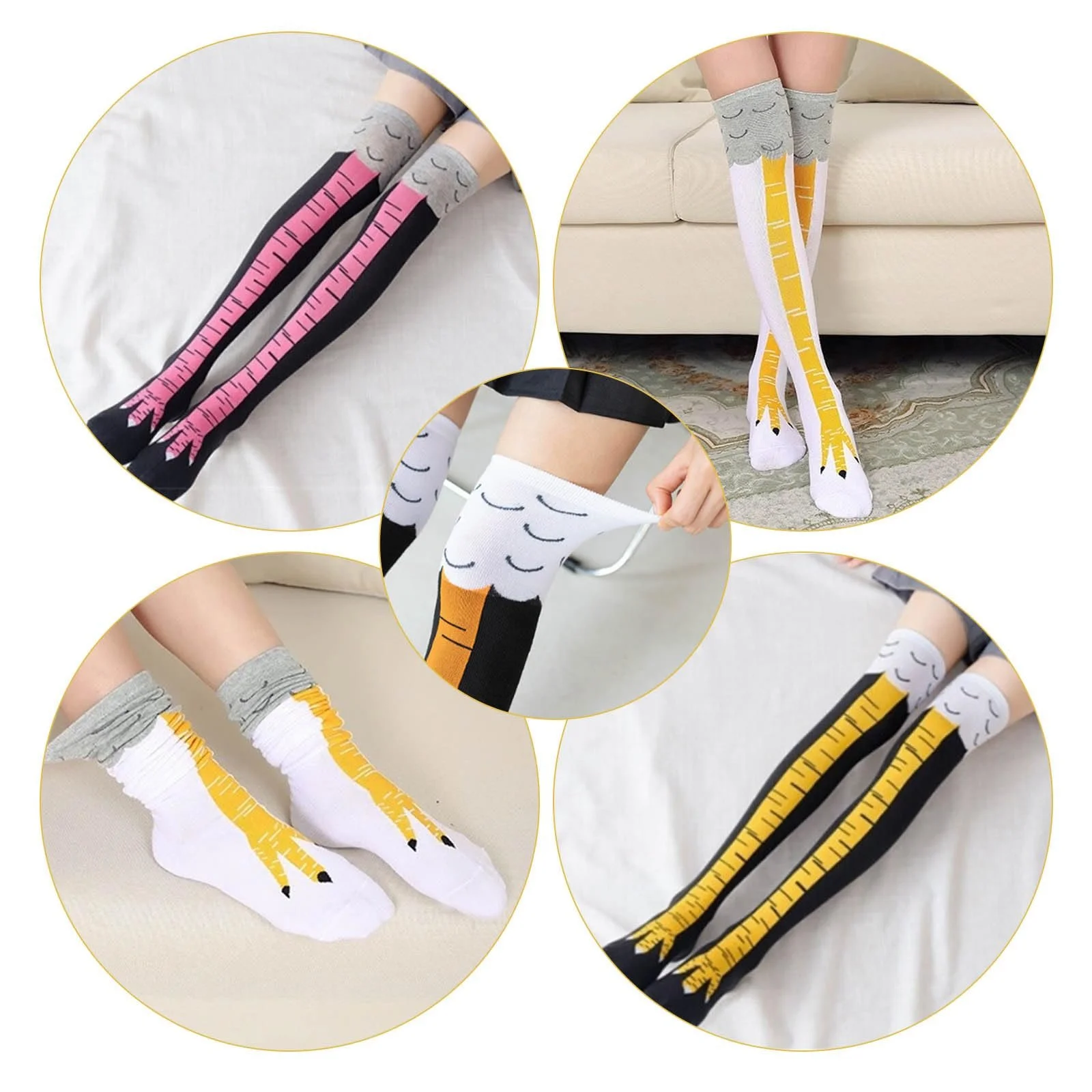 Шкарпетки вище колін JANDH з курячими лапками, 3 пари, фото №6