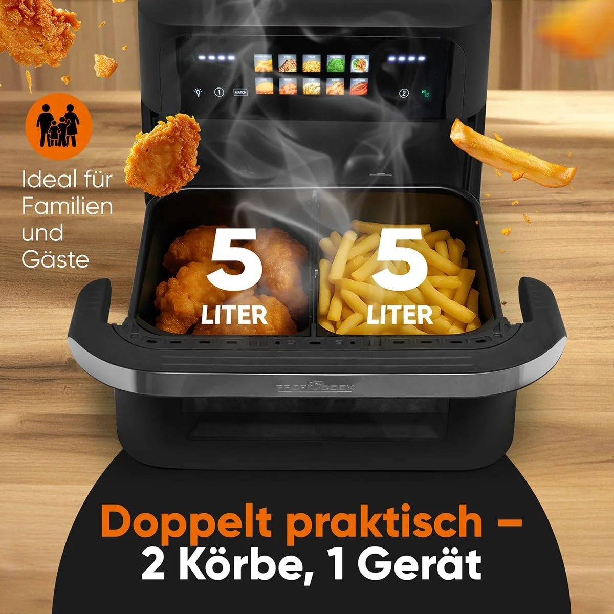 Мультипечь ProfiCook PC FR 1313 H XXL 10 л 2400 Вт 2 камеры 10 программ 80-200 °C, фото №3